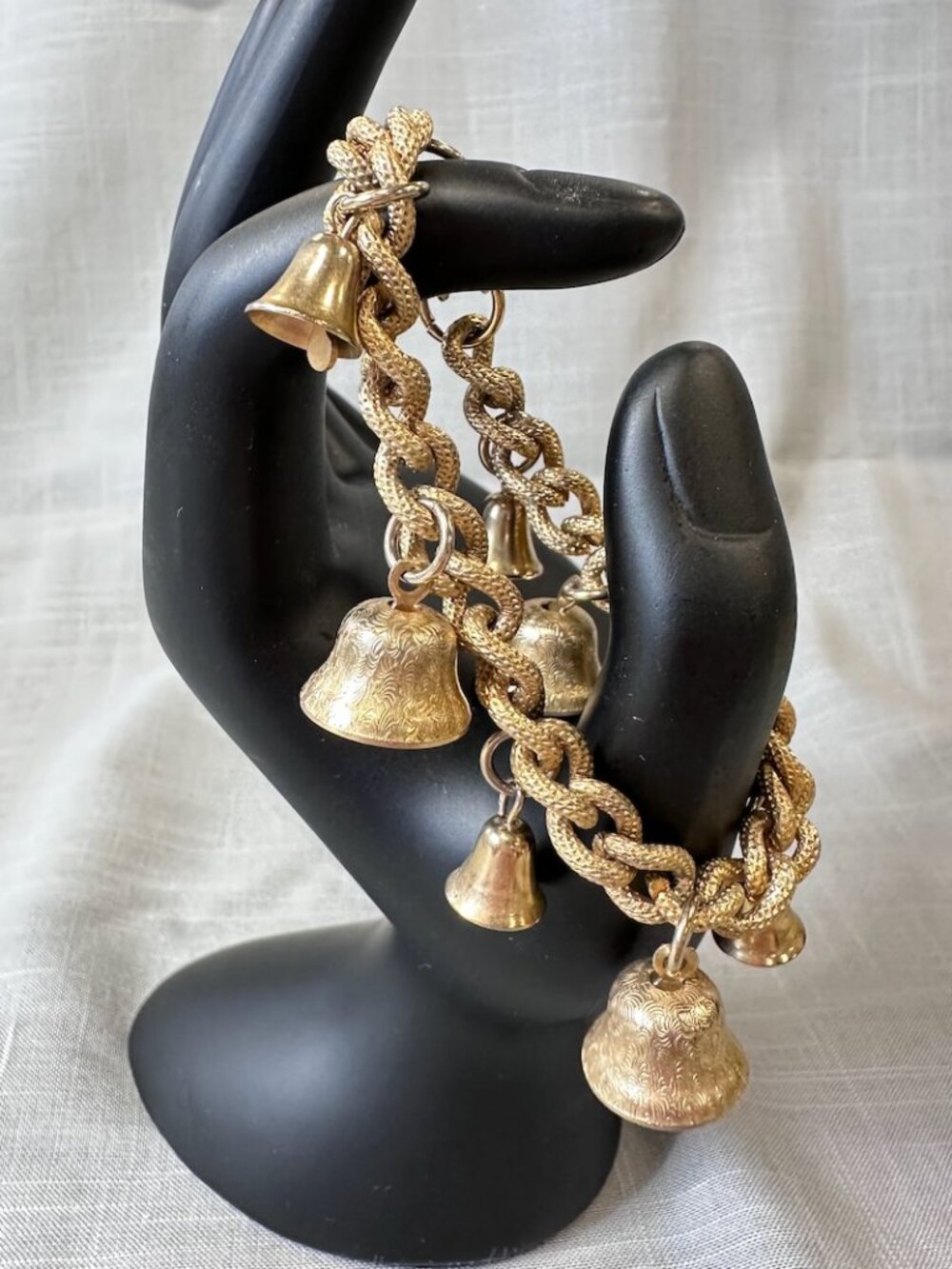 Vintage Gold Tone Charm Bracelet with Bells
